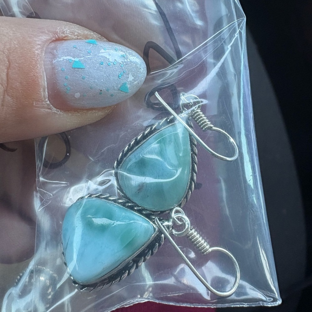 Silver and Blue Teardrop Earrings